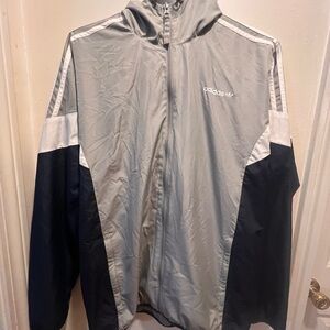 Adidas Men's Silver and Black Windbreaker